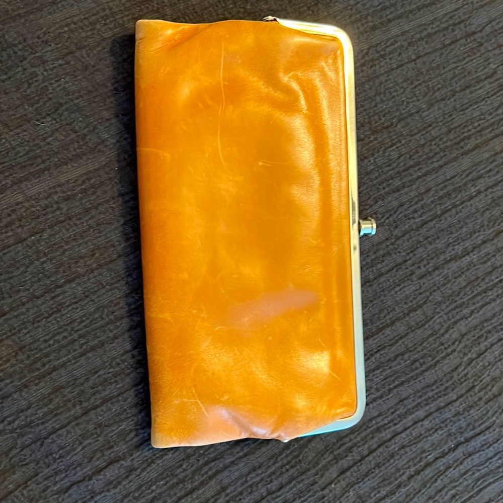 Original Leather Lauren Double-Frame Clutch Wallet- Camel